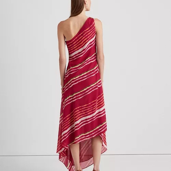 Ralph Lauren One-Shoulder Crinkle Georgette Dress | Size 12 NWT | 70% OFF Retail - Picture 3 of 4